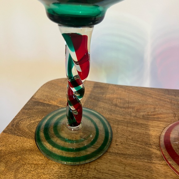 2 Polish Twisted Art Hand Blown Glass Spiral Christmas...
